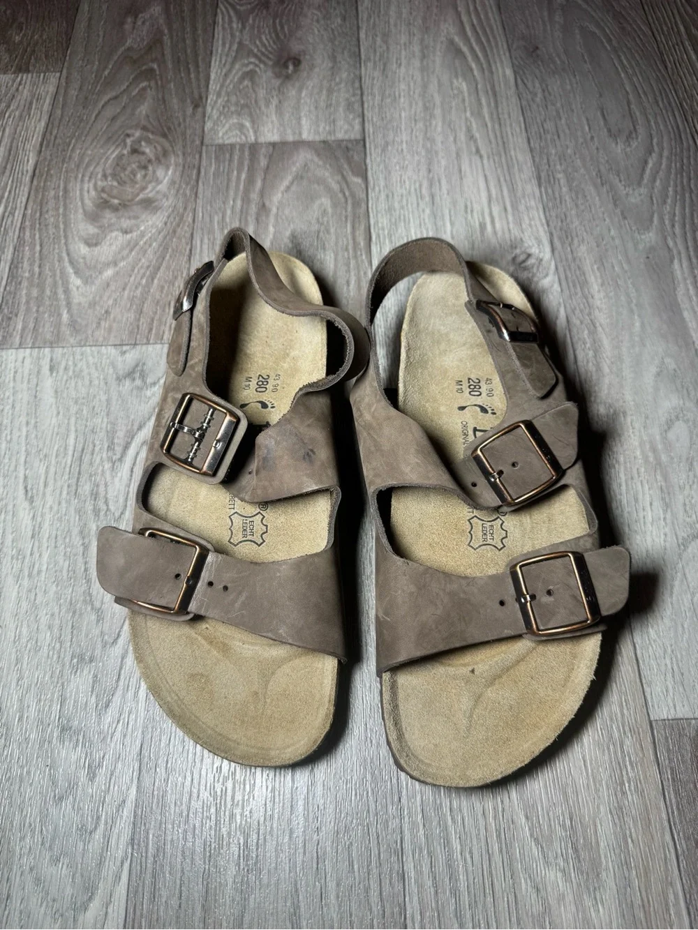Betula Birkenstock 280 Double Strap Sandals EU 43 M10 Dark Brown Backstrap NWOB